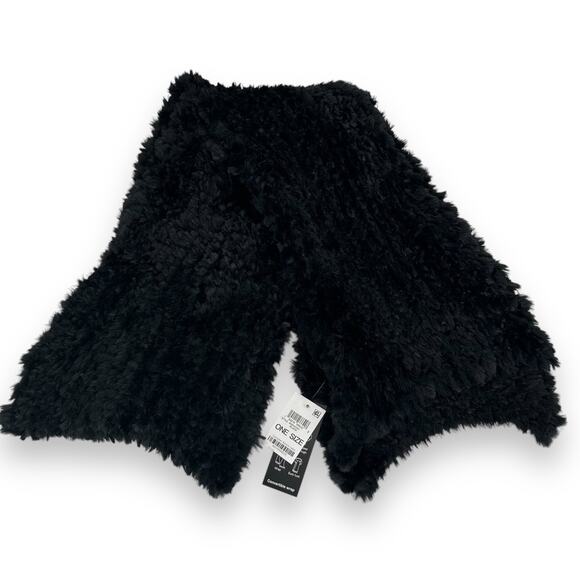 NEW INC International Concepts Fluffy Faux Fur Black Scarf Rectangle Stretch NWT - Picture 1 of 12